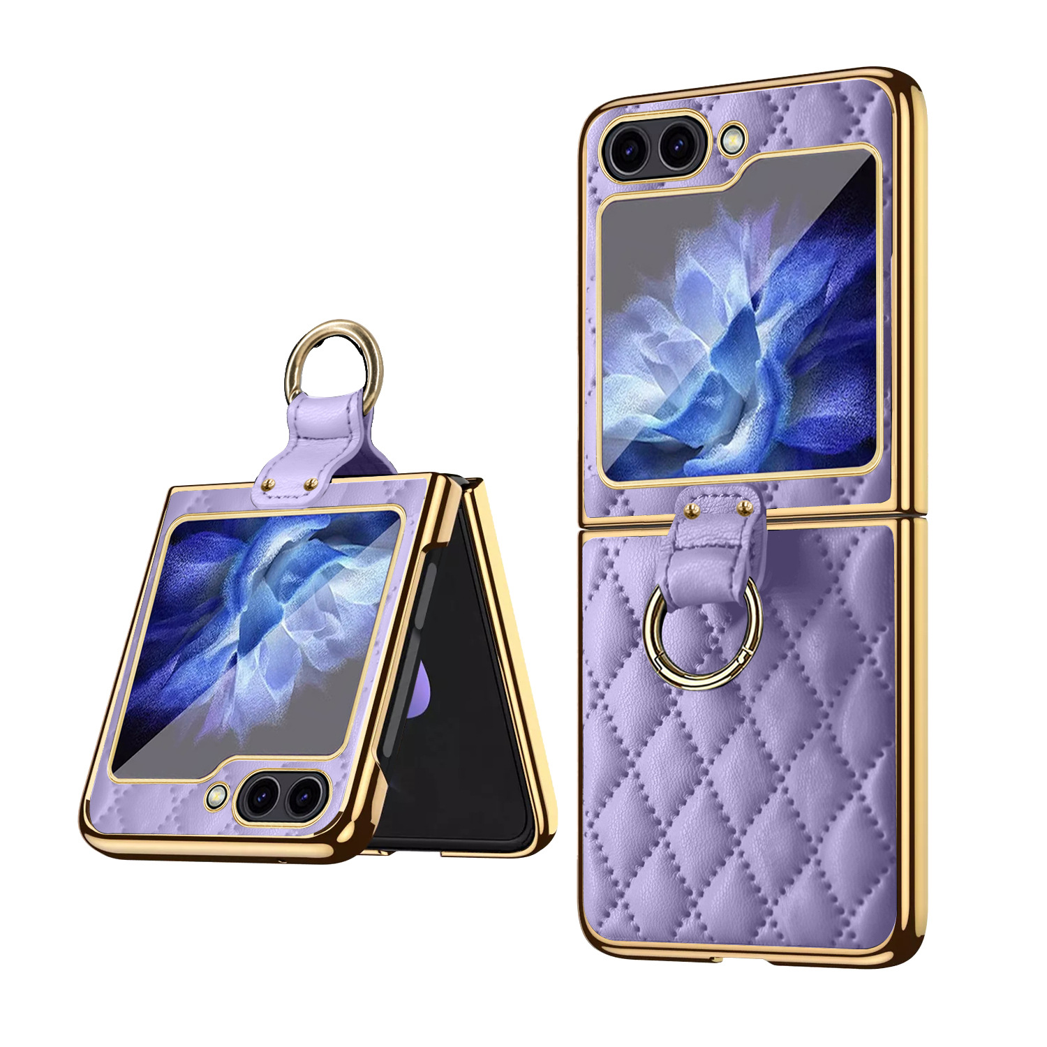 Compatible with Samsung Z Flip 8/7 phone case, 6/5-inch electroplated ring, Chanel-style 4/3-inch folding screen, drop-proof protective case.