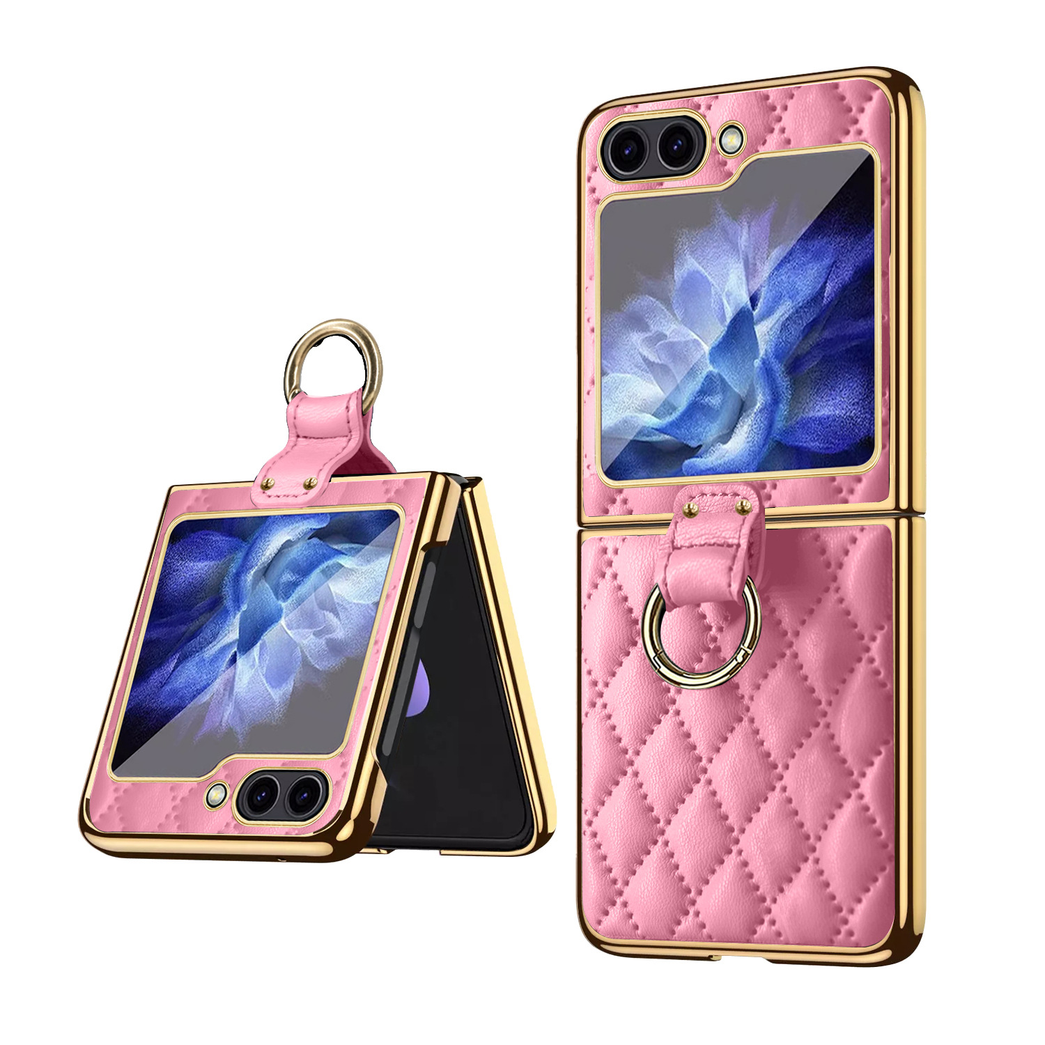 Compatible with Samsung Z Flip 8/7 phone case, 6/5-inch electroplated ring, Chanel-style 4/3-inch folding screen, drop-proof protective case.
