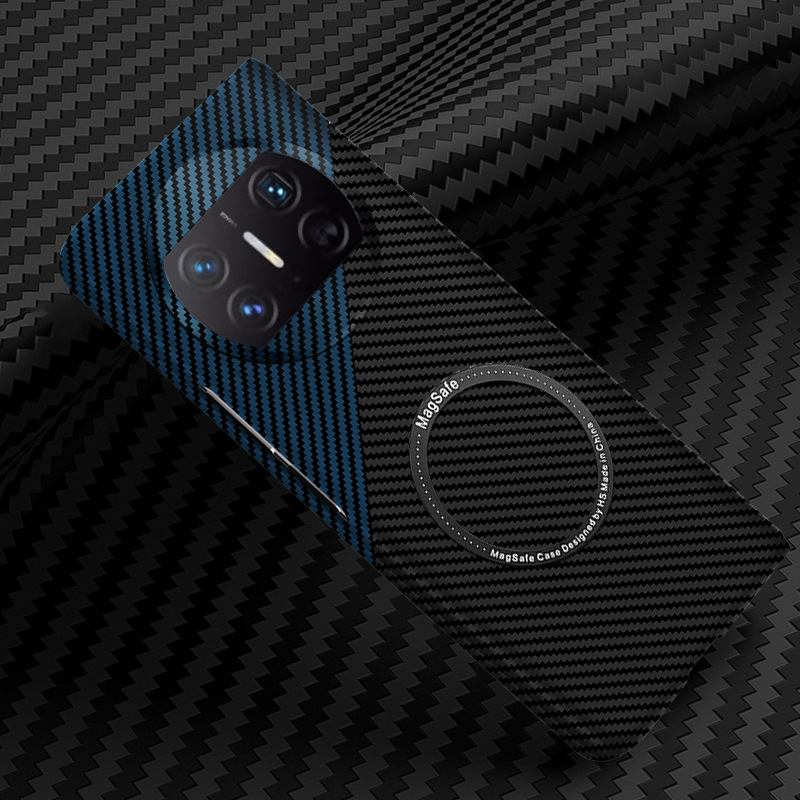 Compatible with Huawei Mate X7/X6 phone case, X5 carbon fiber wireless charging magnetic clasp, color-blocking X3 ultra-thin protective case