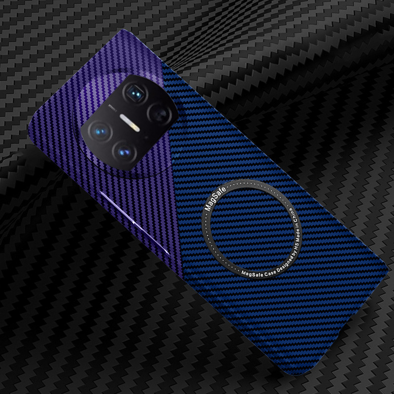 Compatible with Huawei Mate X7/X6 phone case, X5 carbon fiber wireless charging magnetic clasp, color-blocking X3 ultra-thin protective case