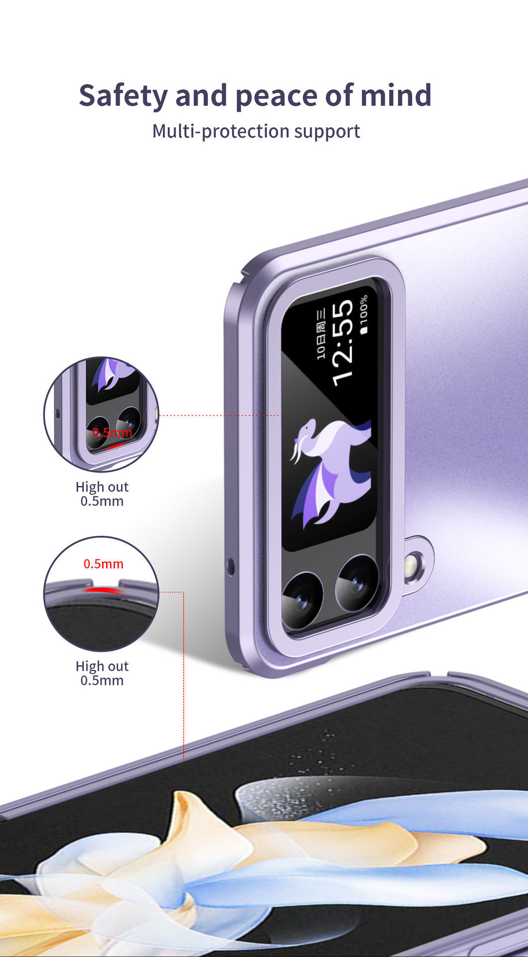 Compatible with Samsung Z Flip 3/4/5/6 phone cases, foldable screen, electroplated integrated hinge, new anti-drop protective case.