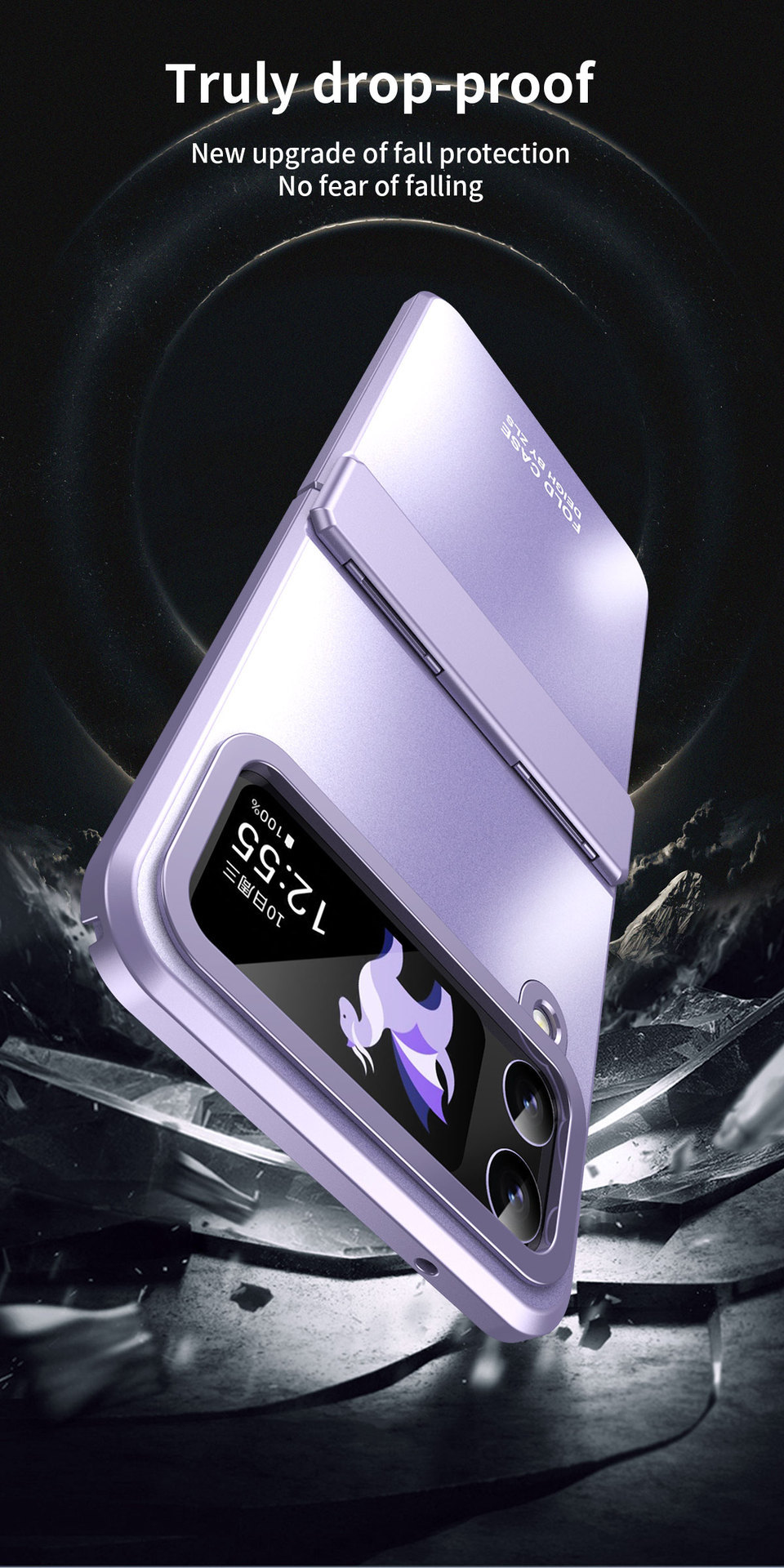 Compatible with Samsung Z Flip 3/4/5/6 phone cases, foldable screen, electroplated integrated hinge, new anti-drop protective case.
