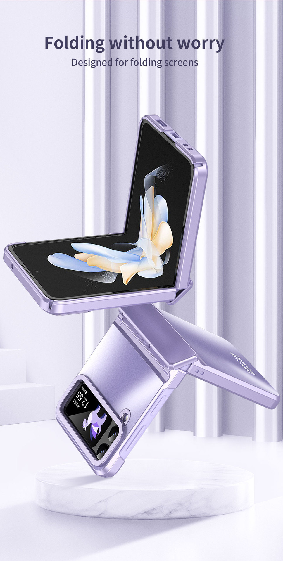 Compatible with Samsung Z Flip 3/4/5/6 phone cases, foldable screen, electroplated integrated hinge, new anti-drop protective case.