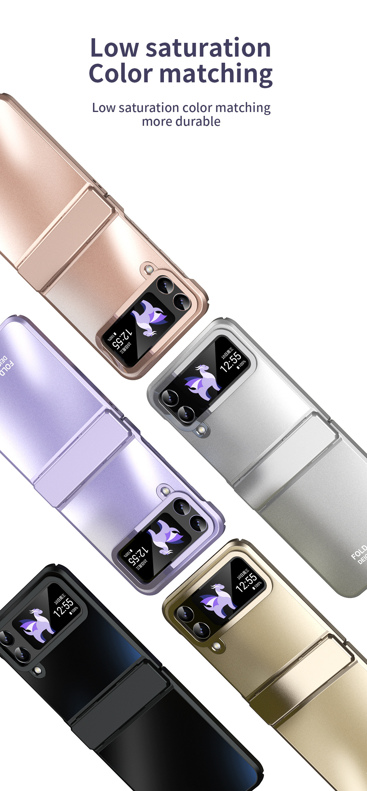 Compatible with Samsung Z Flip 3/4/5/6 phone cases, foldable screen, electroplated integrated hinge, new anti-drop protective case.