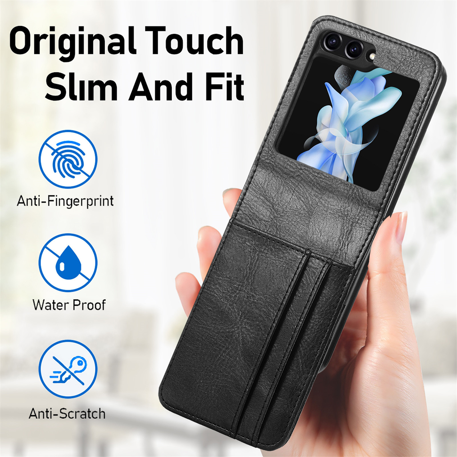 Compatible with Samsung Z Flip 8/7 phone case, 6/5 inch integrated multi-SIM card slot business 4/3 folding screen protective leather case
