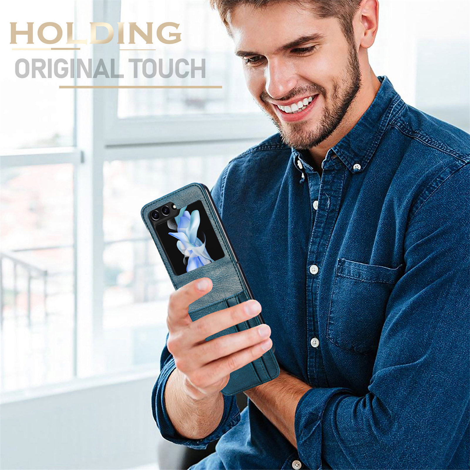 Compatible with Samsung Z Flip 8/7 phone case, 6/5 inch integrated multi-SIM card slot business 4/3 folding screen protective leather case
