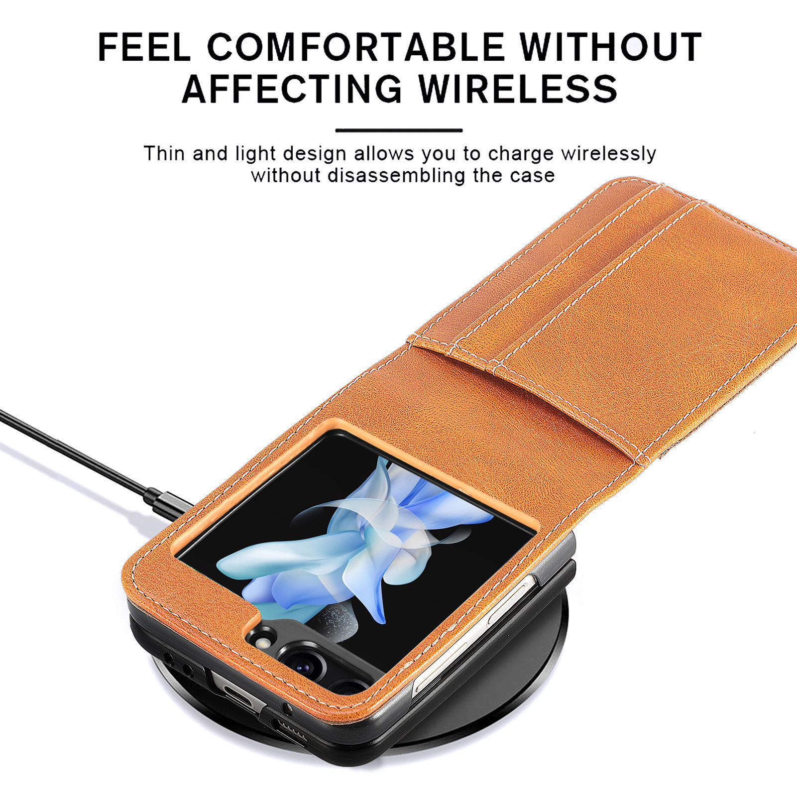 Compatible with Samsung Z Flip 8/7 phone case, 6/5 inch integrated multi-SIM card slot business 4/3 folding screen protective leather case