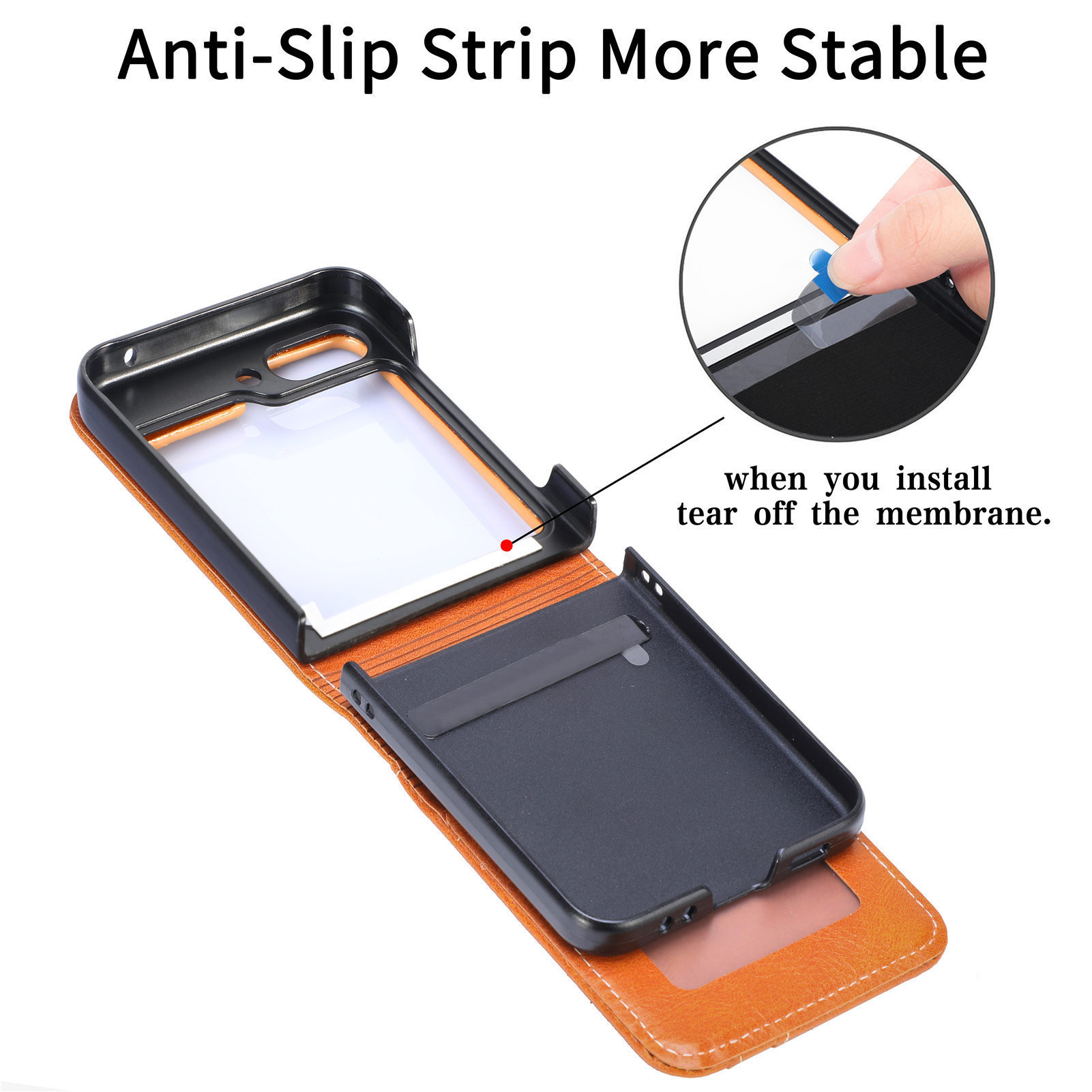 Compatible with Samsung Z Flip 8/7 phone case, 6/5 inch integrated multi-SIM card slot business 4/3 folding screen protective leather case