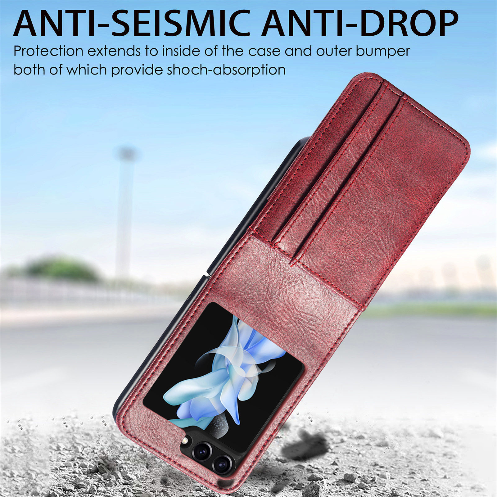 Compatible with Samsung Z Flip 8/7 phone case, 6/5 inch integrated multi-SIM card slot business 4/3 folding screen protective leather case