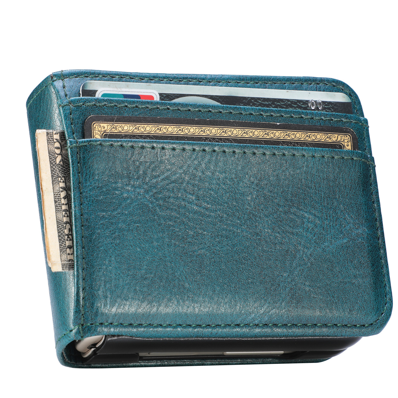 Compatible with Samsung Z Flip 8/7 phone case, 6/5 inch integrated multi-SIM card slot business 4/3 folding screen protective leather case