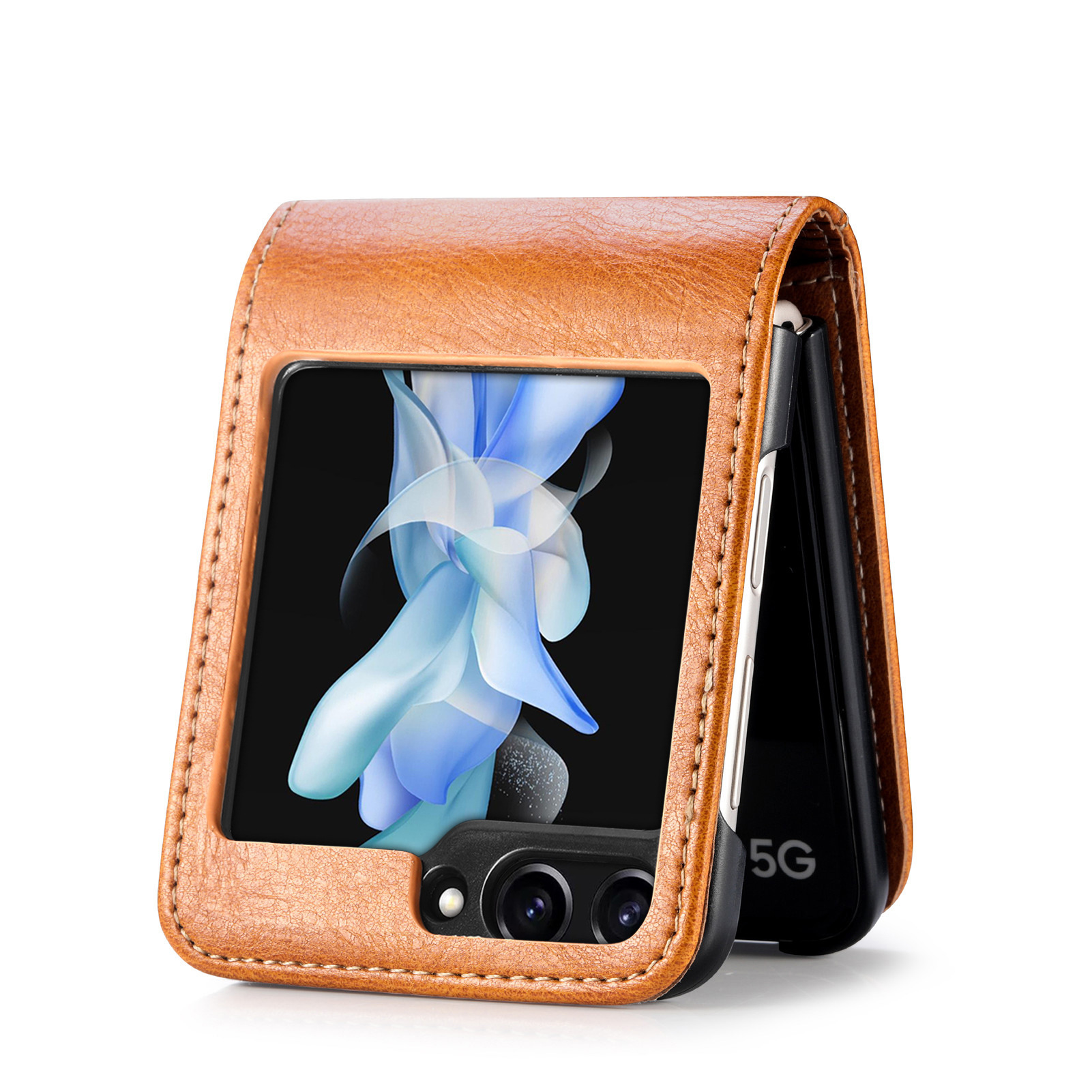 Compatible with Samsung Z Flip 8/7 phone case, 6/5 inch integrated multi-SIM card slot business 4/3 folding screen protective leather case