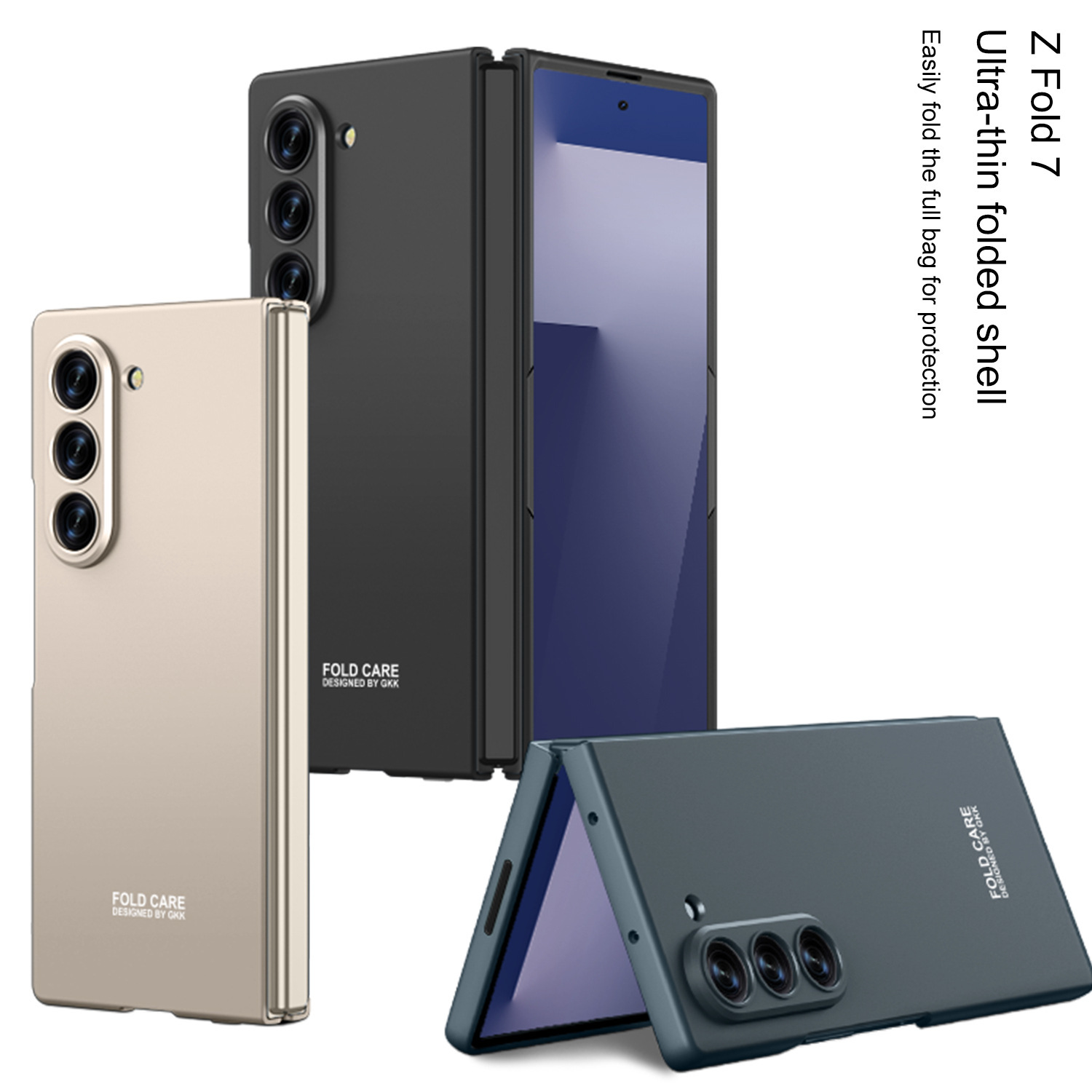 Compatible with Samsung Z Fold8/7 phone case, 6/5 folding screen, ultra-thin frosted case, integrated PC anti-drop protective case.