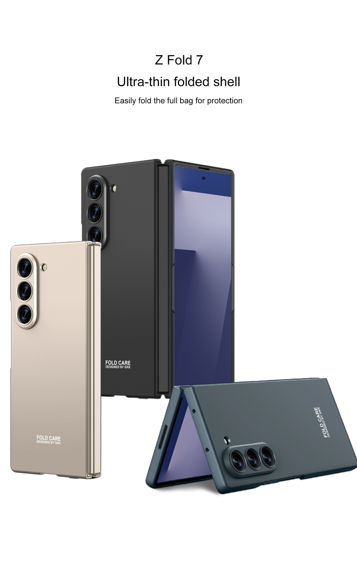 Compatible with Samsung Z Fold8/7 phone case, 6/5 folding screen, ultra-thin frosted case, integrated PC anti-drop protective case.