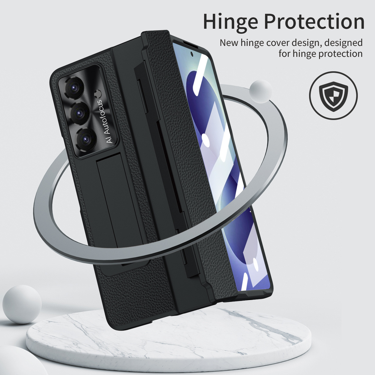 Compatible with Samsung Z Fold8/7/6 phone cases, 5/4 folding screen, flat hinge, vegan leather case, full-coverage protective case.