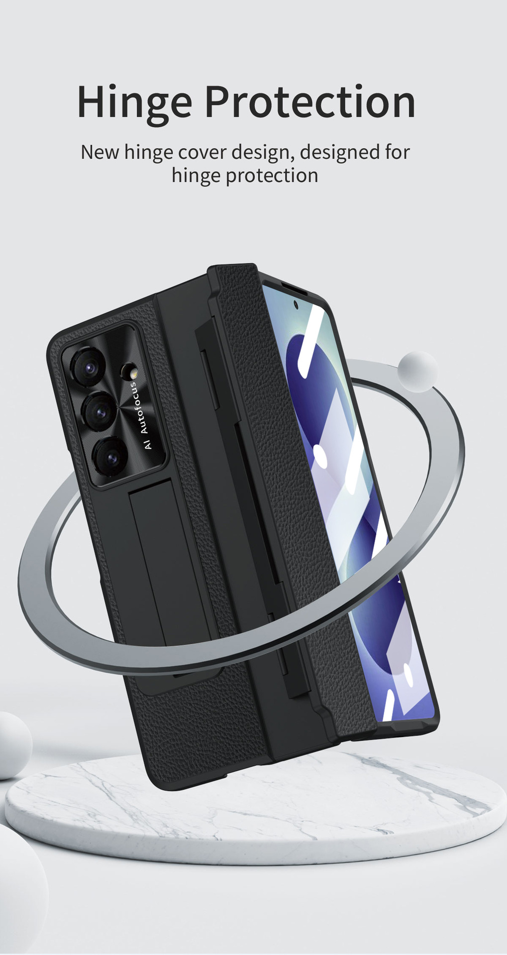 Compatible with Samsung Z Fold8/7/6 phone cases, 5/4 folding screen, flat hinge, vegan leather case, full-coverage protective case.