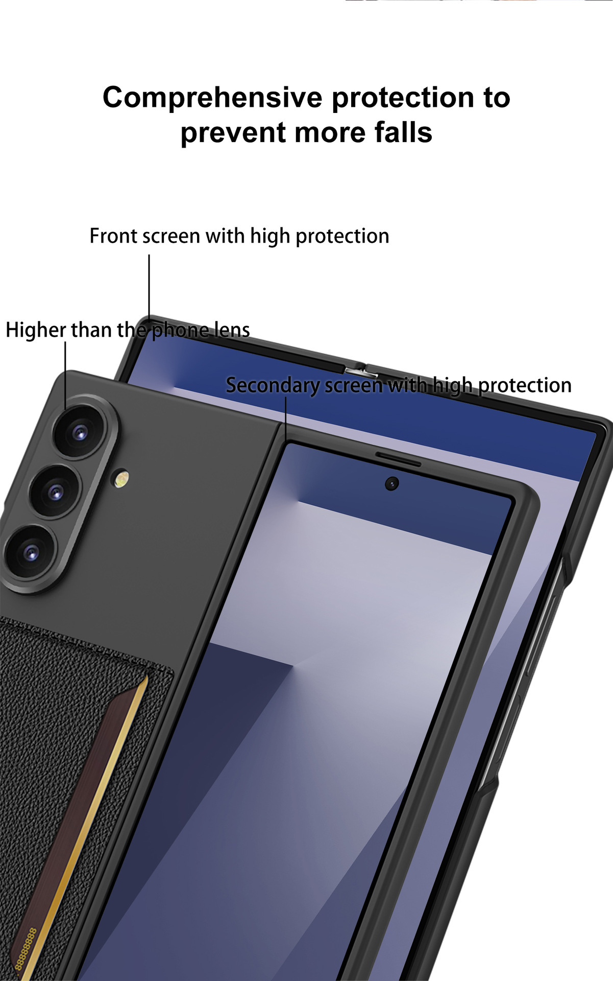 Compatible with Samsung Z Fold8 Ultra phone case, 7/6 inch ultra-thin leather case with SIM card slot, foldable screen, drop-proof protective case.