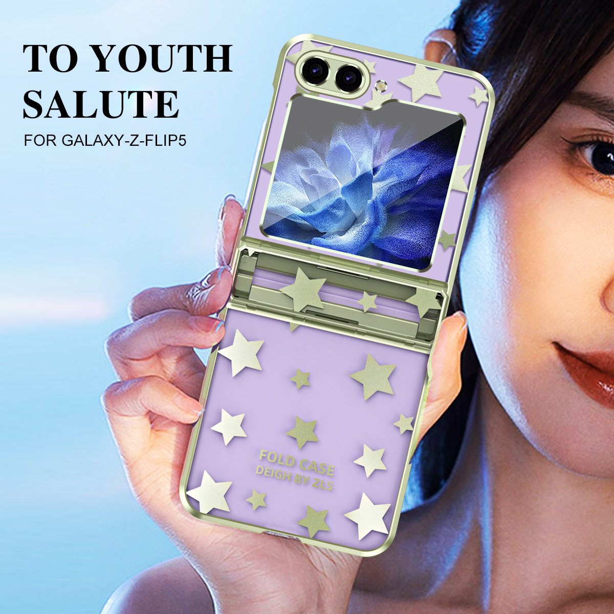 Compatible with Samsung Z Flip 6/5 folding screen P4/3 electroplated transparent flat hinge drop-proof protective case