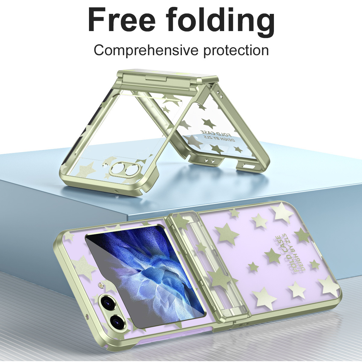 Compatible with Samsung Z Flip 6/5 folding screen P4/3 electroplated transparent flat hinge drop-proof protective case