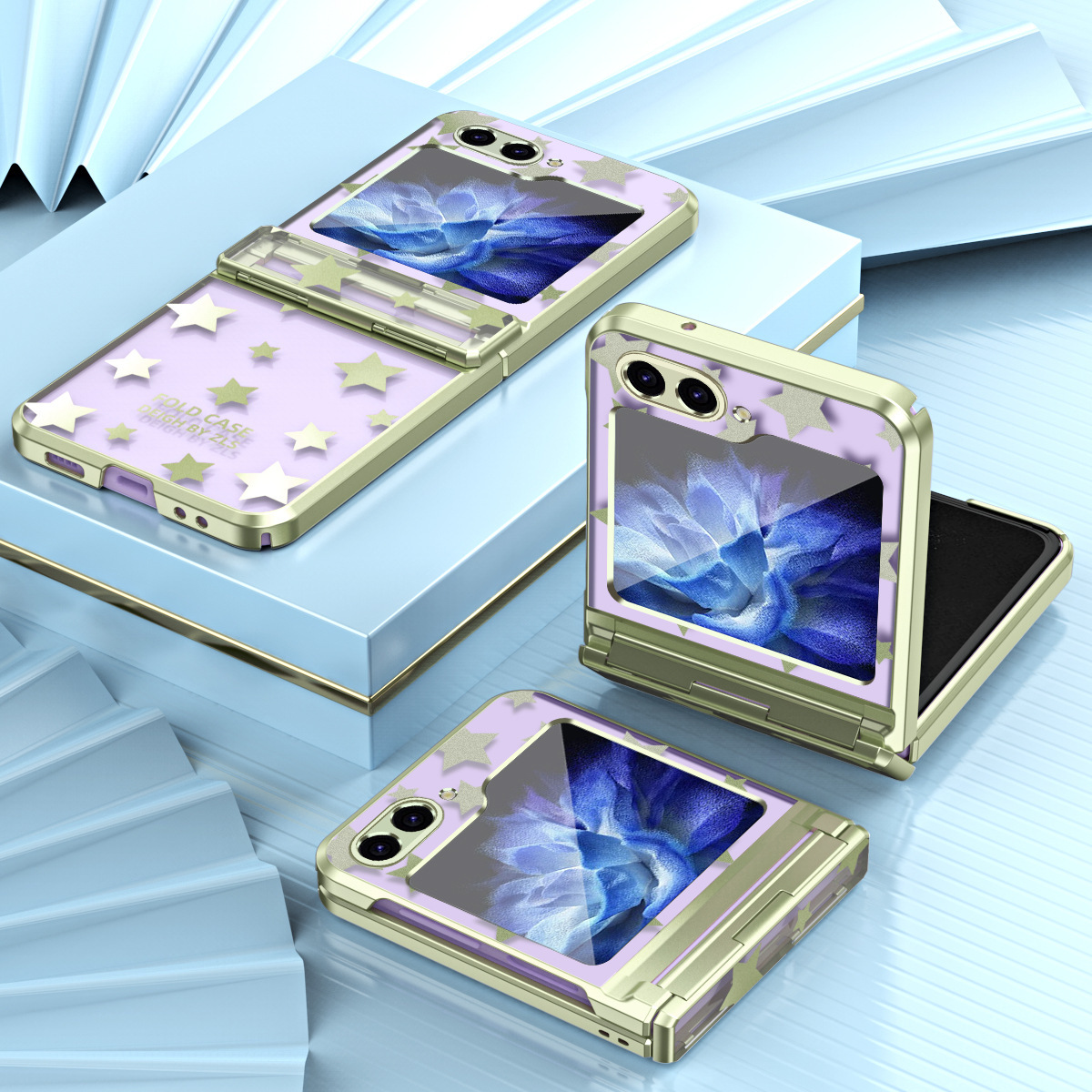 Compatible with Samsung Z Flip 6/5 folding screen P4/3 electroplated transparent flat hinge drop-proof protective case