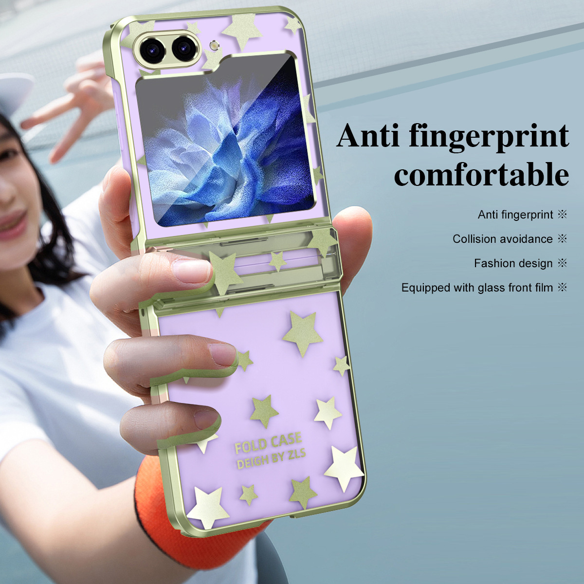 Compatible with Samsung Z Flip 6/5 folding screen P4/3 electroplated transparent flat hinge drop-proof protective case