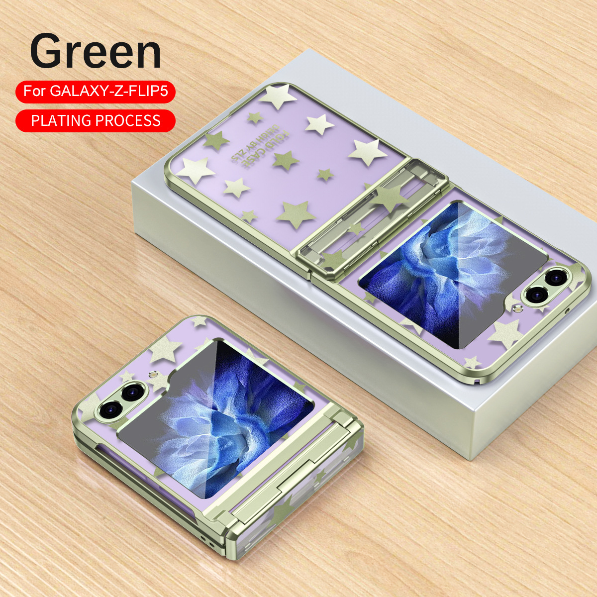 Compatible with Samsung Z Flip 6/5 folding screen P4/3 electroplated transparent flat hinge drop-proof protective case