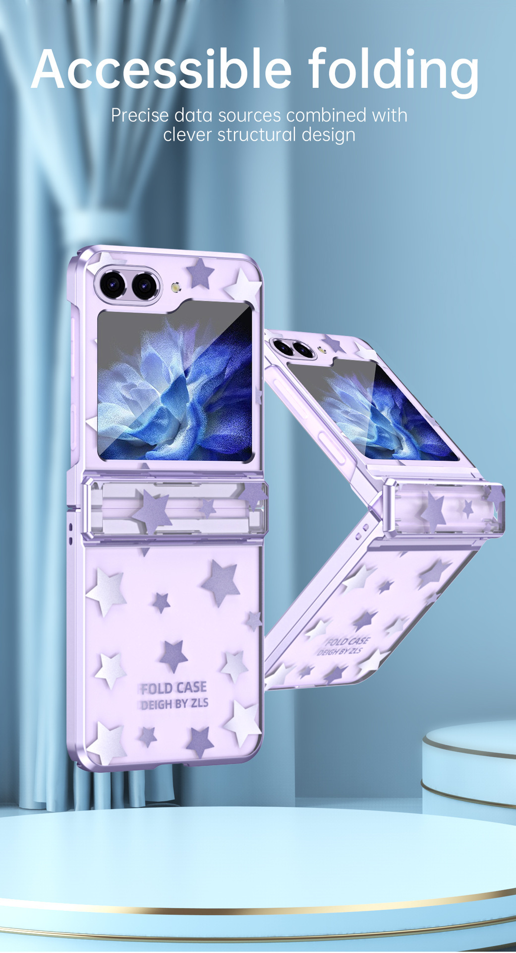 Compatible with Samsung Z Flip 6/5 folding screen P4/3 electroplated transparent flat hinge drop-proof protective case