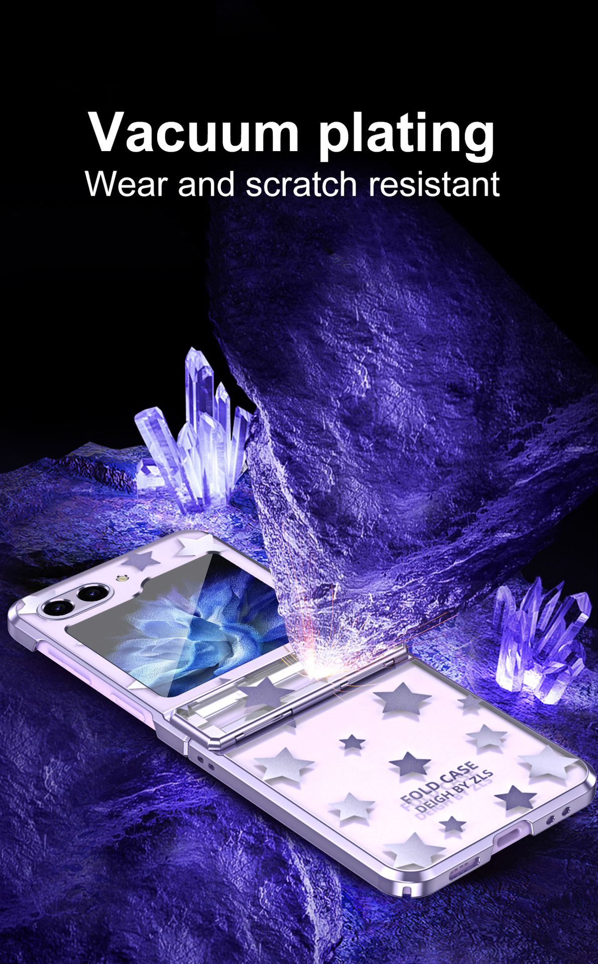 Compatible with Samsung Z Flip 6/5 folding screen P4/3 electroplated transparent flat hinge drop-proof protective case