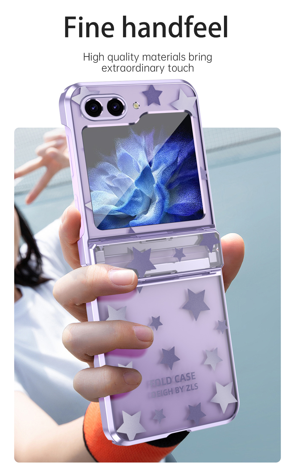 Compatible with Samsung Z Flip 6/5 folding screen P4/3 electroplated transparent flat hinge drop-proof protective case