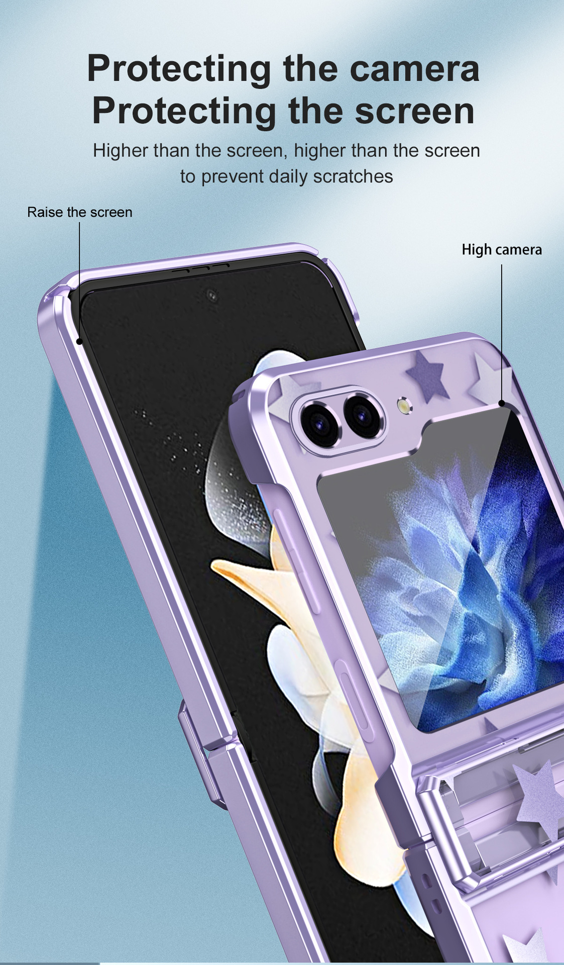 Compatible with Samsung Z Flip 6/5 folding screen P4/3 electroplated transparent flat hinge drop-proof protective case