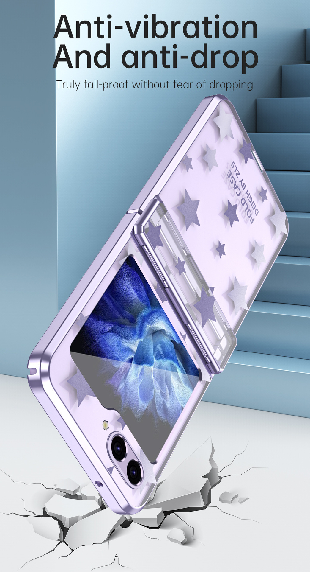 Compatible with Samsung Z Flip 6/5 folding screen P4/3 electroplated transparent flat hinge drop-proof protective case