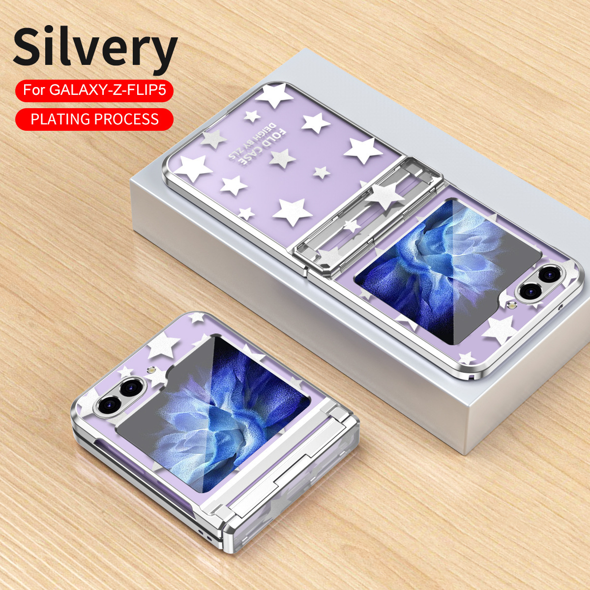 Compatible with Samsung Z Flip 6/5 folding screen P4/3 electroplated transparent flat hinge drop-proof protective case