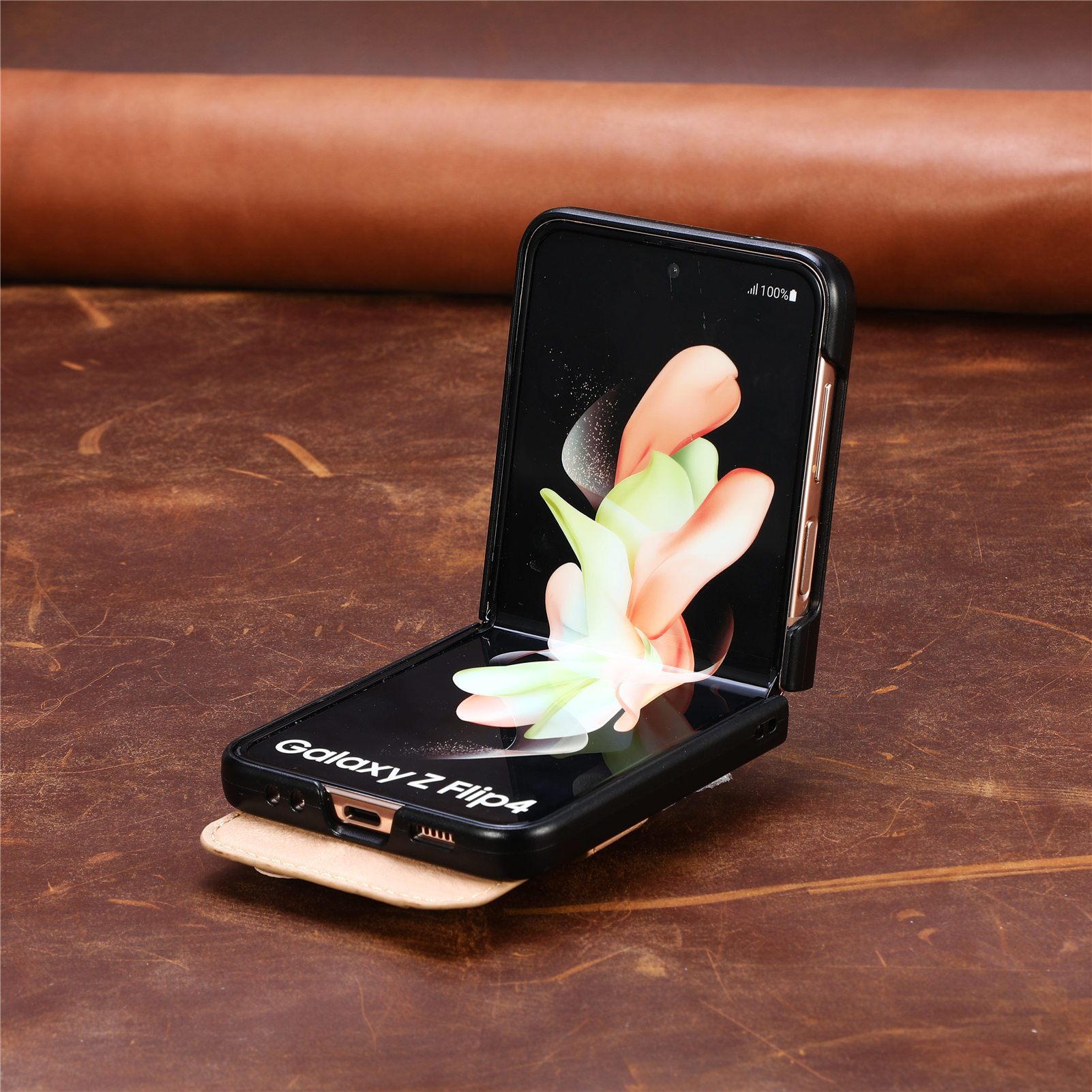 Compatible with Samsung Z Flip 8/7 phone case, 6/5 wrist strap, stand, card holder, Razr70U fiber texture protective case