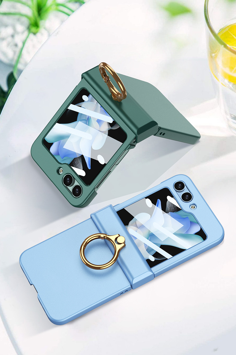 Compatible with Samsung Z Flip 6/5 phone case, hinge, ring holder, full-coverage foldable screen protector.