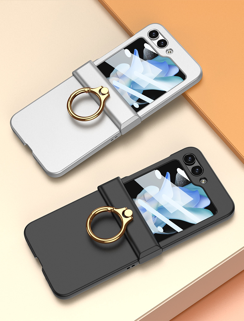 Compatible with Samsung Z Flip 6/5 phone case, hinge, ring holder, full-coverage foldable screen protector.