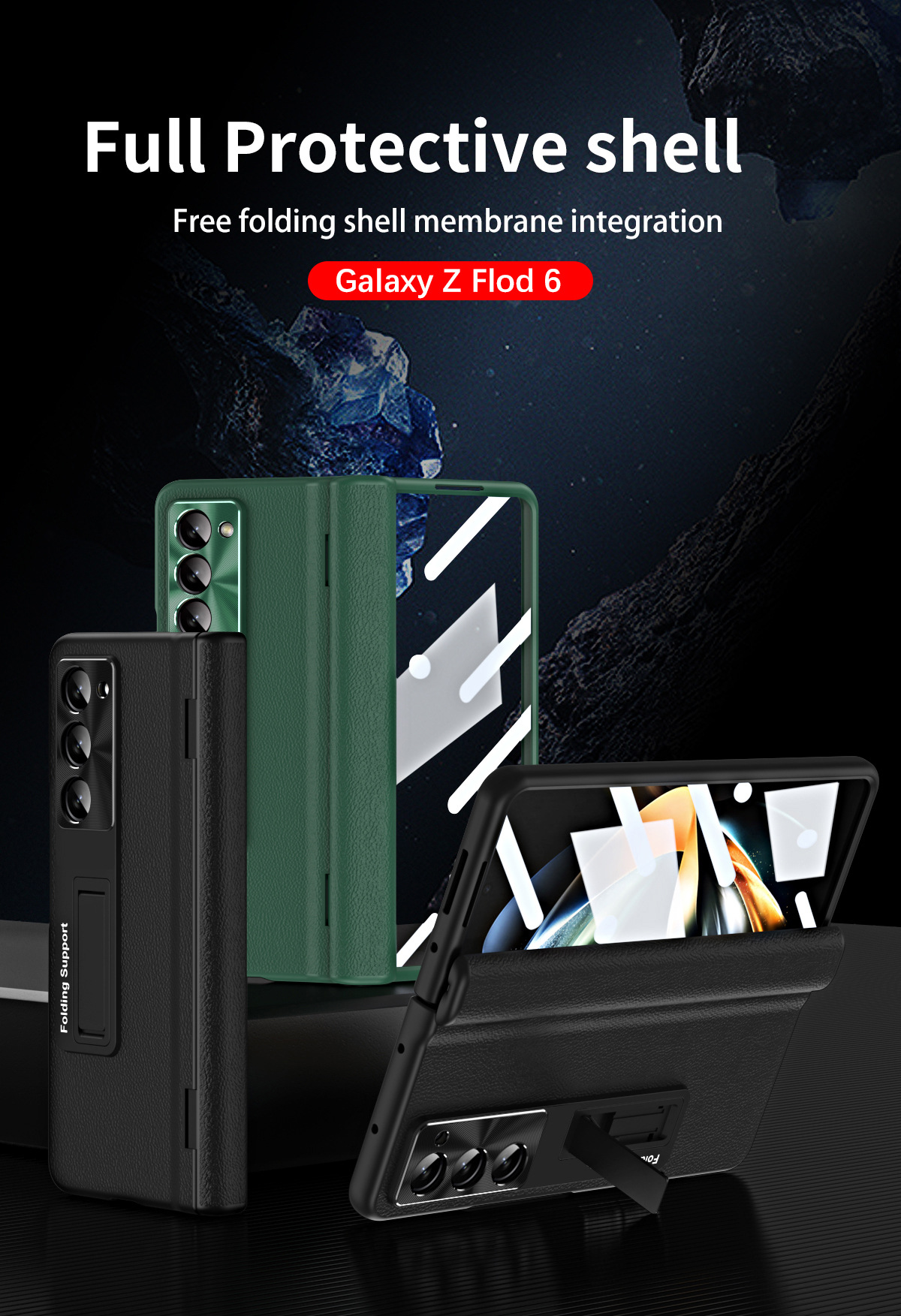 Compatible with Samsung Z Fold8U phone case, 7/6/5 hinge, pen case, screen protector, stand, 4/3 folding screen protector