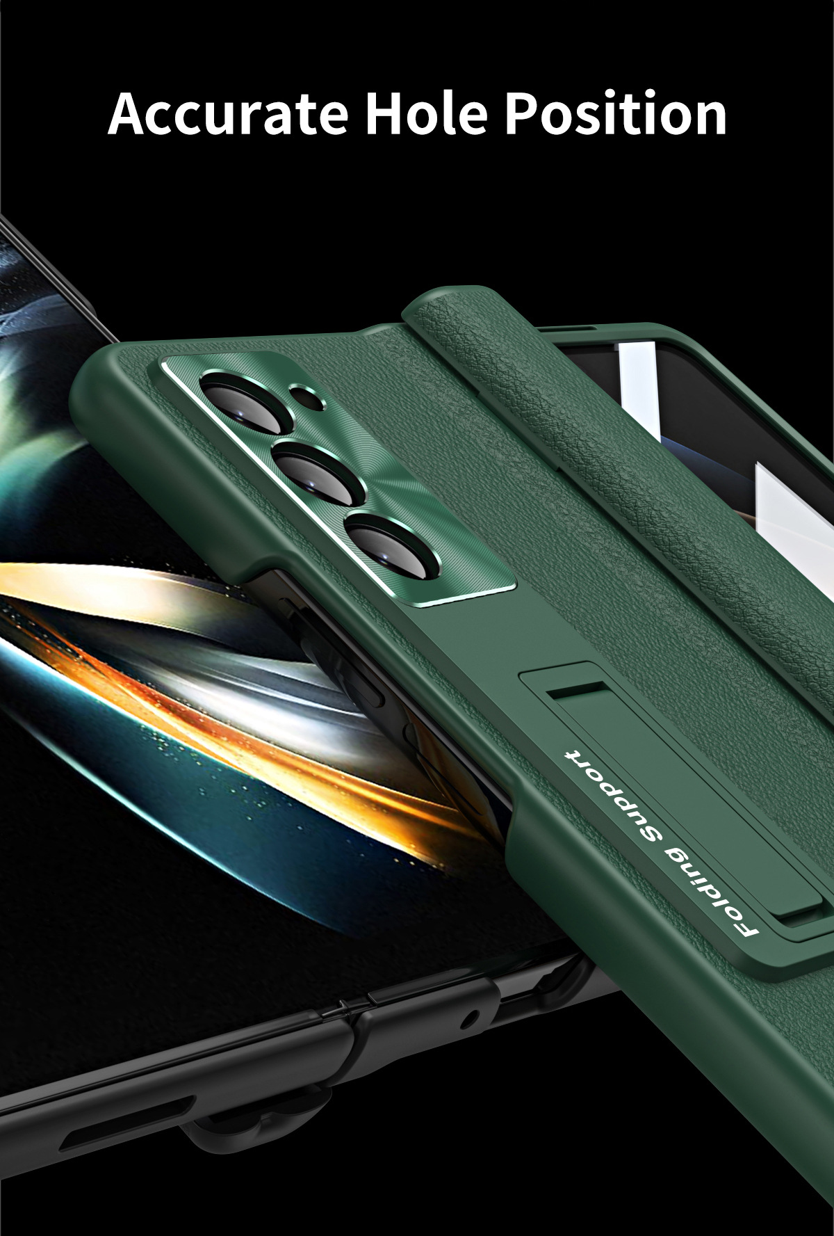 Compatible with Samsung Z Fold8U phone case, 7/6/5 hinge, pen case, screen protector, stand, 4/3 folding screen protector
