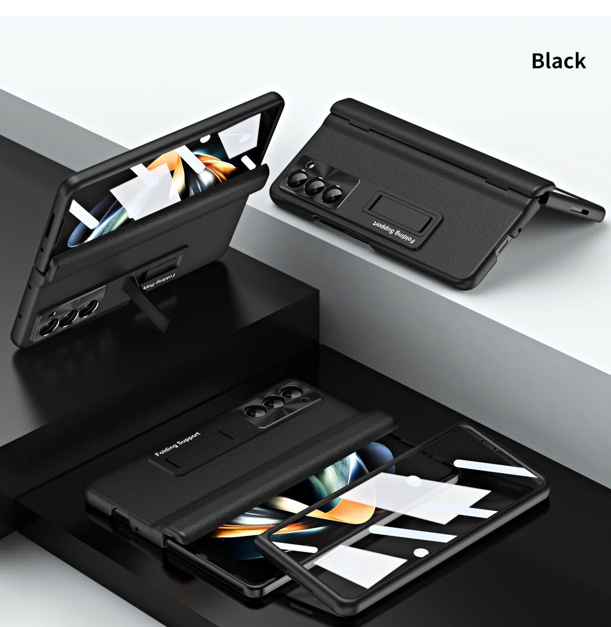 Compatible with Samsung Z Fold8U phone case, 7/6/5 hinge, pen case, screen protector, stand, 4/3 folding screen protector