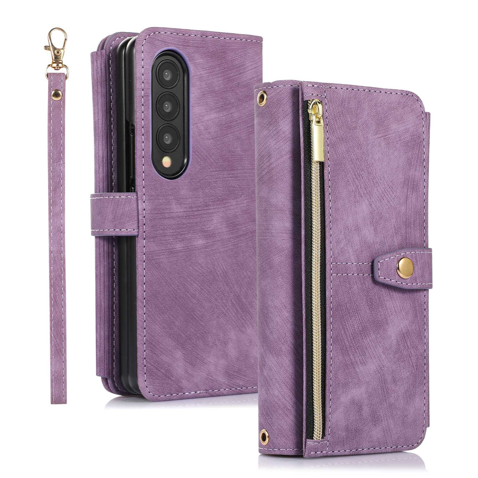 Compatible with Samsung Z Fold7/6/5 phone cases, 4/3 zipper wallets, multi-card slots, crossbody straps, and folding screen protective cases.