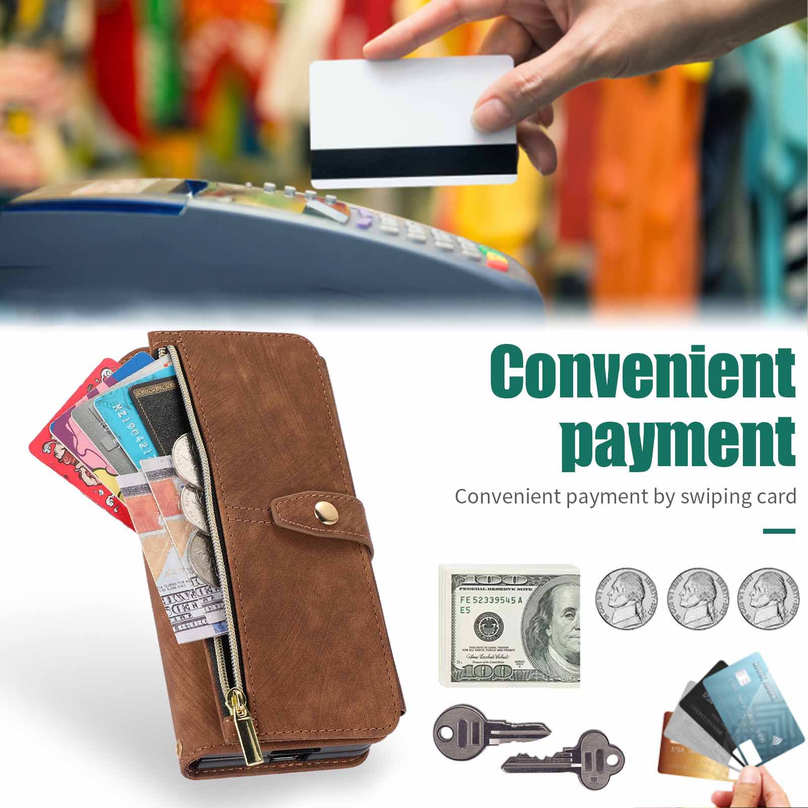 Compatible with Samsung Z Fold7/6/5 phone cases, 4/3 zipper wallets, multi-card slots, crossbody straps, and folding screen protective cases.