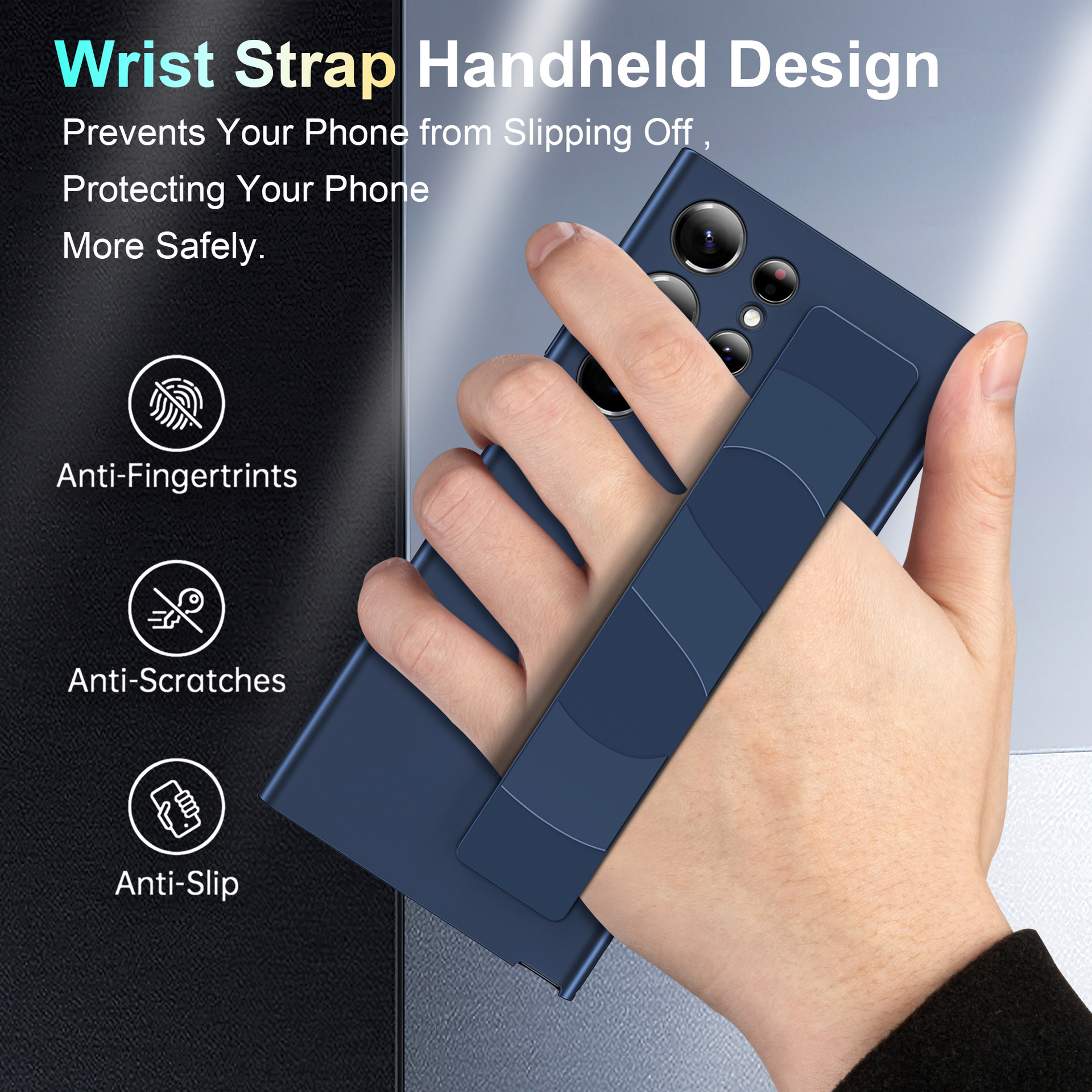 Compatible with Samsung S26 Ultra phone case, 25EDGE elastic wrist strap, S24 Plus transparent drop-proof 23U protective case