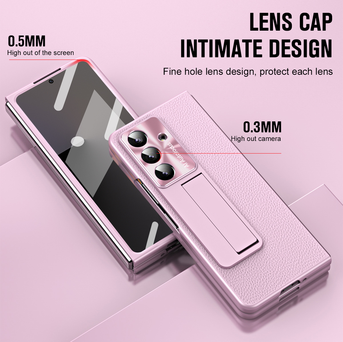 Compatible with Samsung ZFold7/6/5 phone case, vegan leather, pen slot, pen case, screen protector, stand, foldable screen, drop-proof protective case