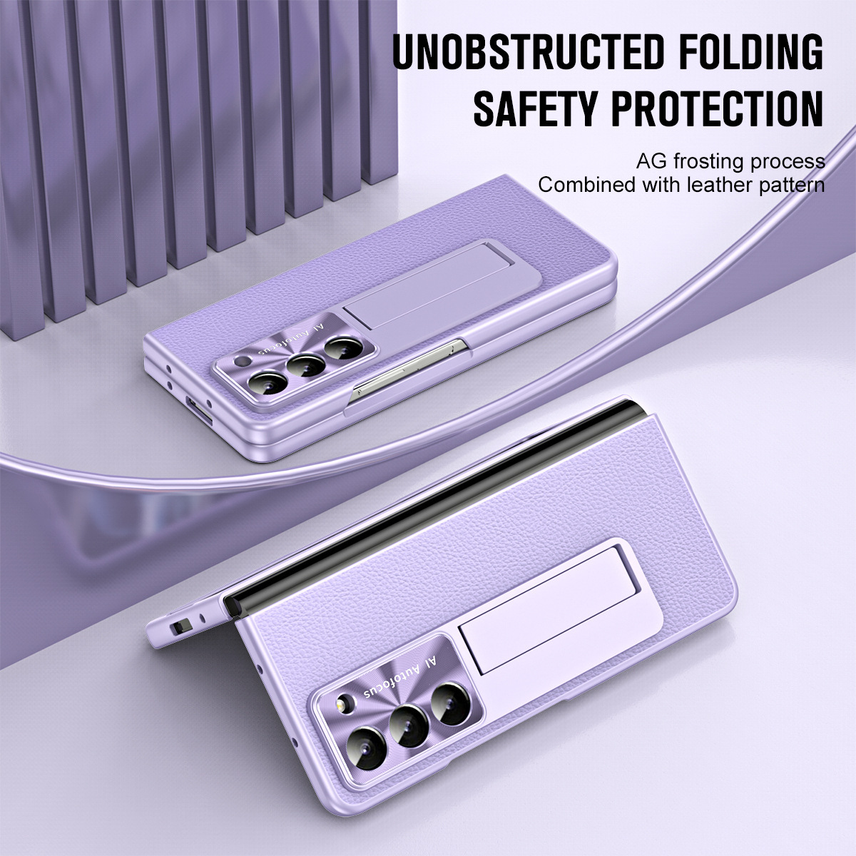 Compatible with Samsung ZFold7/6/5 phone case, vegan leather, pen slot, pen case, screen protector, stand, foldable screen, drop-proof protective case