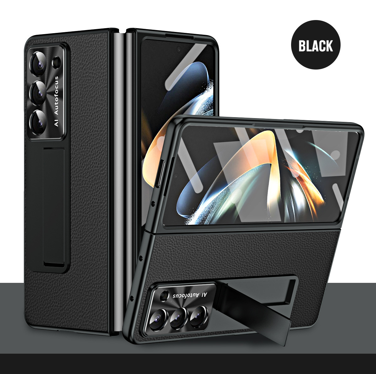 Compatible with Samsung ZFold7/6/5 phone case, vegan leather, pen slot, pen case, screen protector, stand, foldable screen, drop-proof protective case