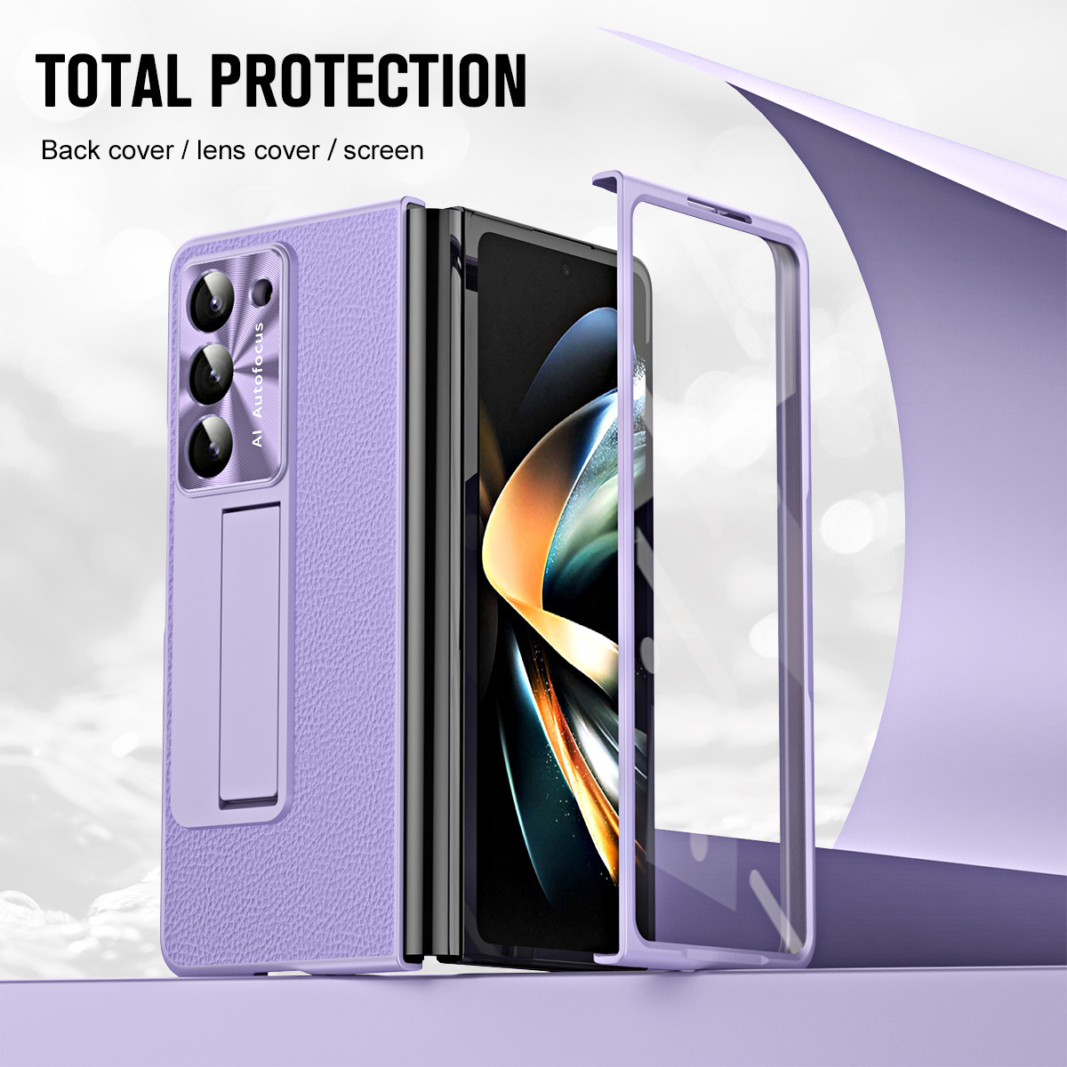 Compatible with Samsung ZFold7/6/5 phone case, vegan leather, pen slot, pen case, screen protector, stand, foldable screen, drop-proof protective case
