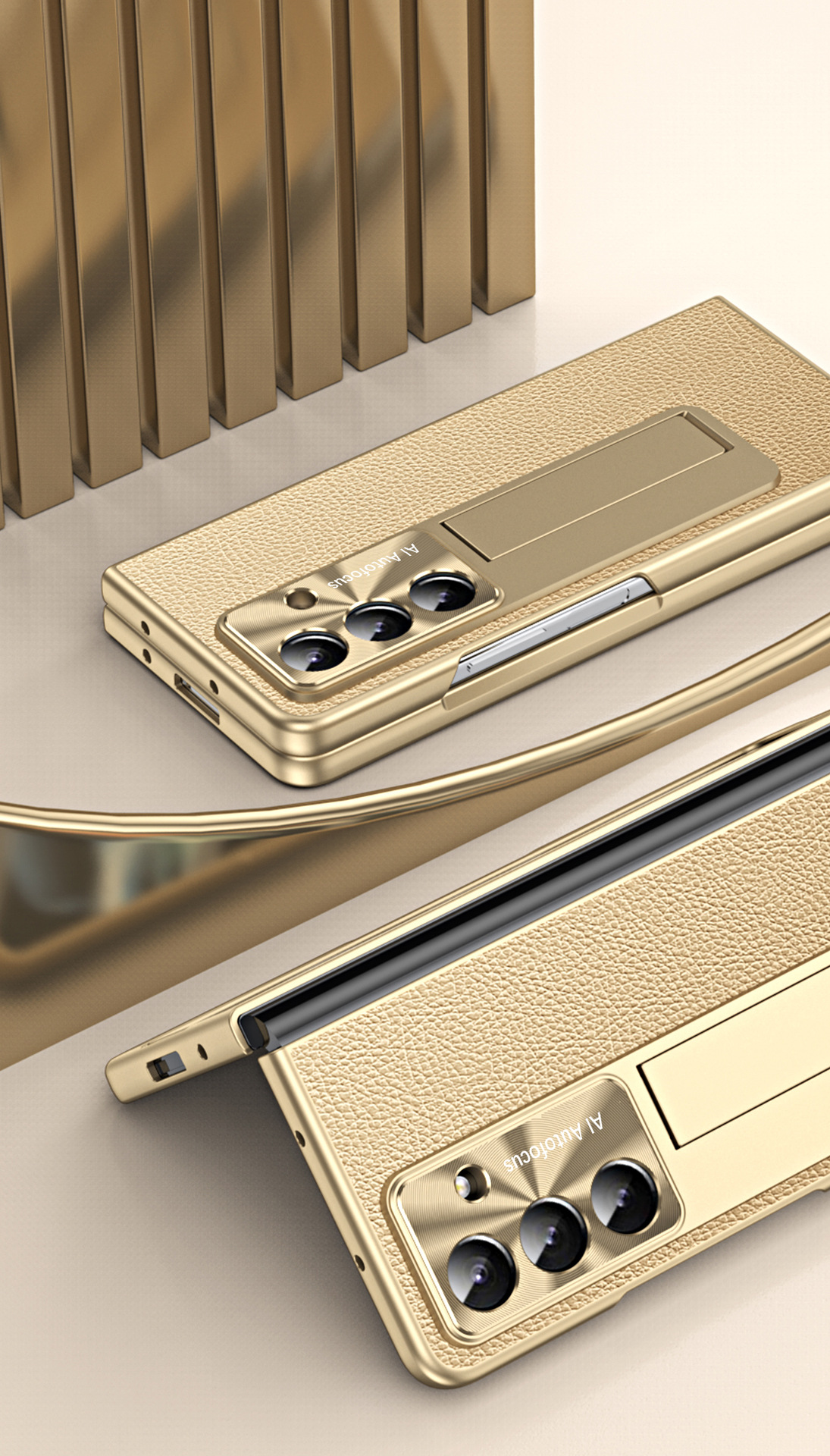 Compatible with Samsung ZFold7/6/5 phone case, vegan leather, pen slot, pen case, screen protector, stand, foldable screen, drop-proof protective case