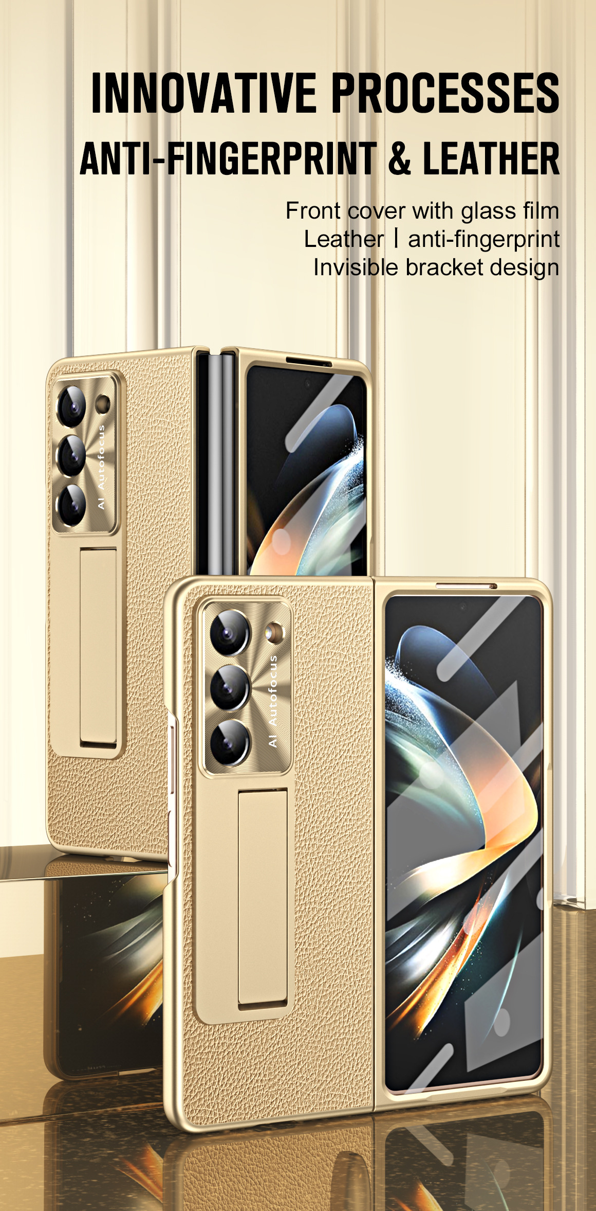 Compatible with Samsung ZFold7/6/5 phone case, vegan leather, pen slot, pen case, screen protector, stand, foldable screen, drop-proof protective case