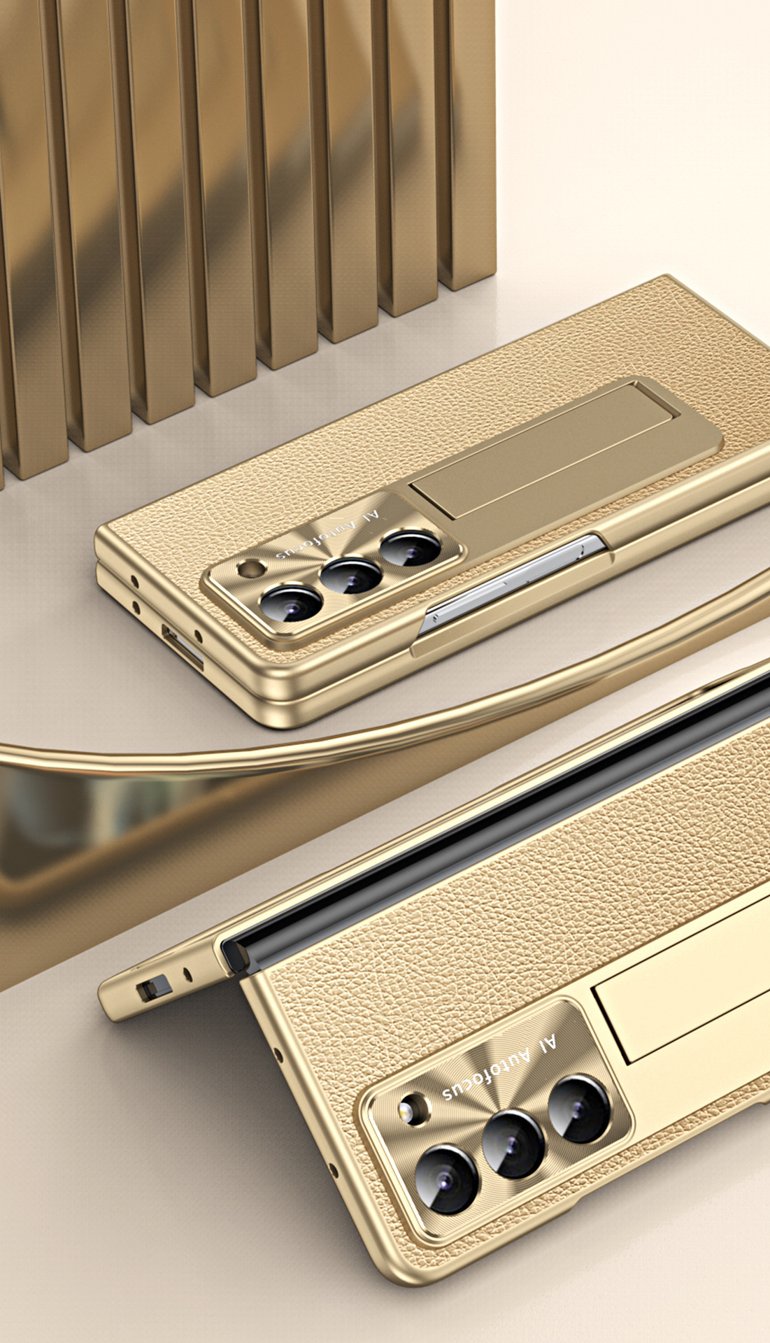 Compatible with Samsung ZFold7/6/5 phone case, vegan leather, pen slot, pen case, screen protector, stand, foldable screen, drop-proof protective case