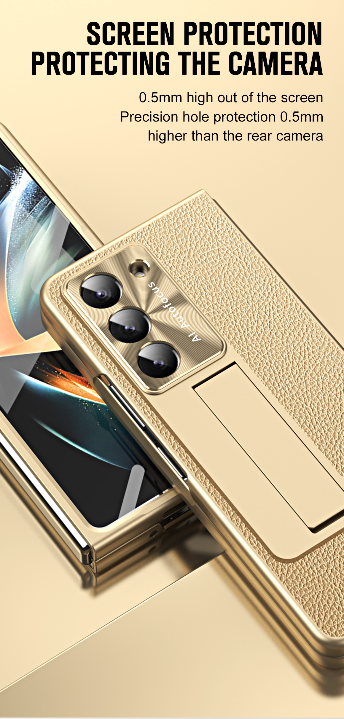 Compatible with Samsung ZFold7/6/5 phone case, vegan leather, pen slot, pen case, screen protector, stand, foldable screen, drop-proof protective case
