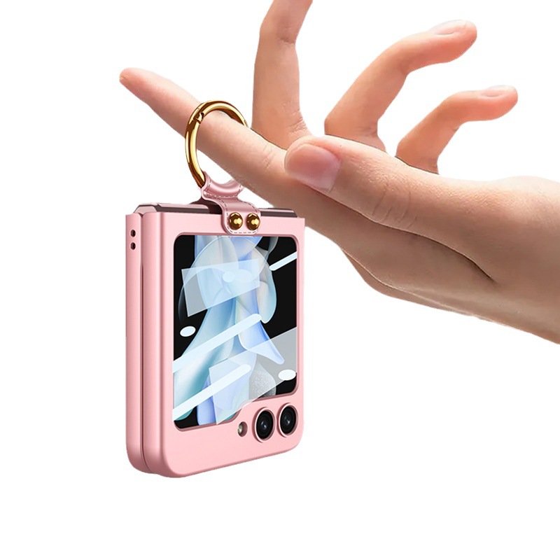 Compatible with Samsung Z Flip6/5 phone case, Flip7 ultra-thin case, screen protector, ring holder, foldable screen, drop-proof protective case