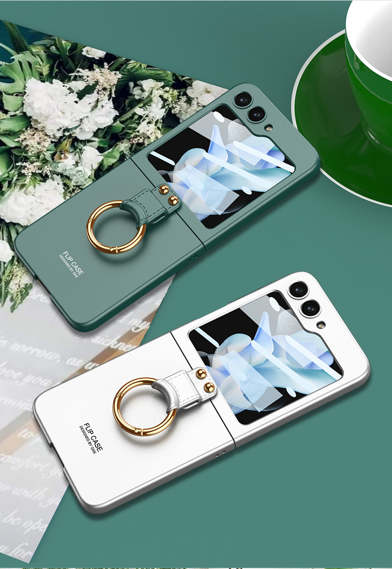 Compatible with Samsung Z Flip6/5 phone case, Flip7 ultra-thin case, screen protector, ring holder, foldable screen, drop-proof protective case